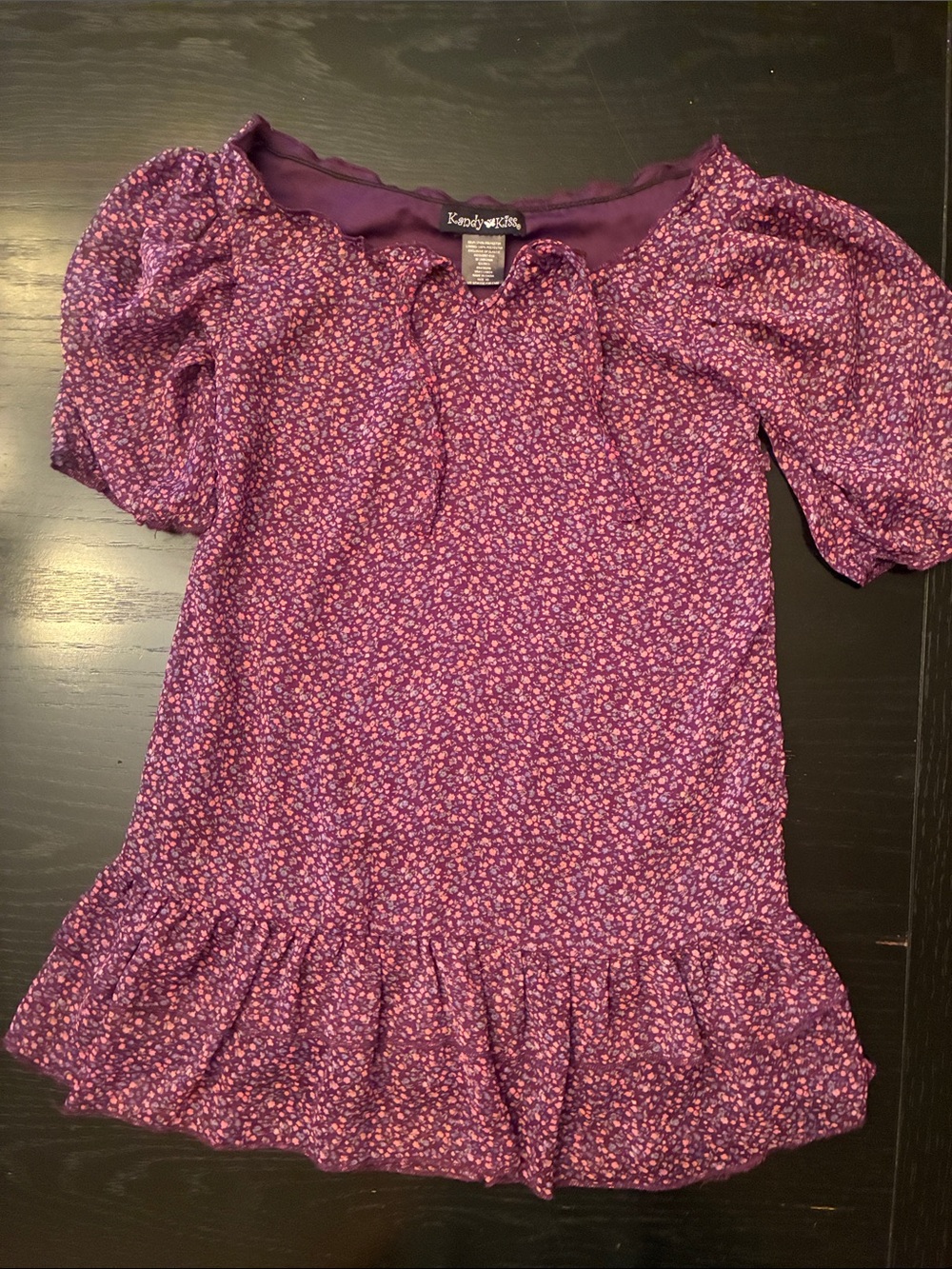 Kandy Kiss Purple Floral Peasant Top XS